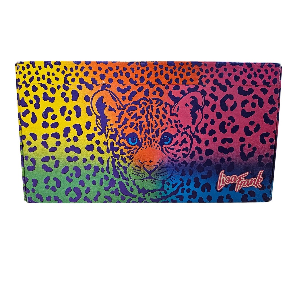 Vintage 90's Lisa Frank Hunter the Leopard Rainbow Cardboard Storage Box Retro